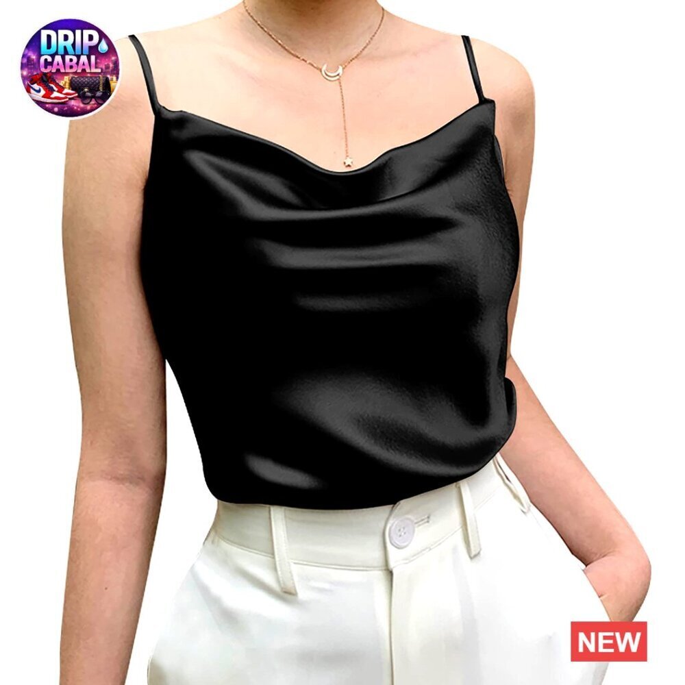 Silk V-Neck Tank Top Loose Fit Sleeveless Blouse Elegant Minimal Chic